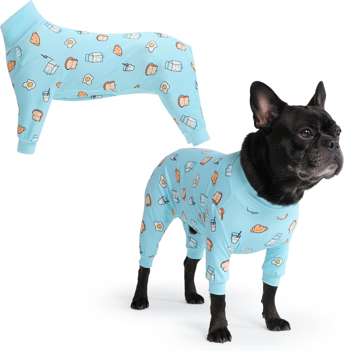 Paws Hondenpyjama, ultrazacht en 4-weg stretch, herstelpak na een operatie, pyjama-onesie voor kleine, middelgrote en grote honden, blauw (Breakfast Blue), XL
