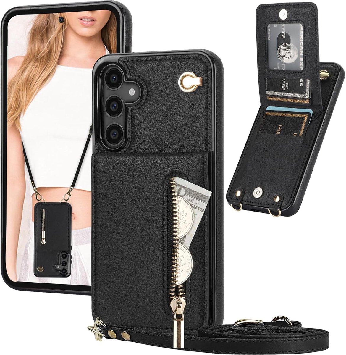 Portemonnee Hoesje voor Samsung Galaxy S25 Plus XK Zwart