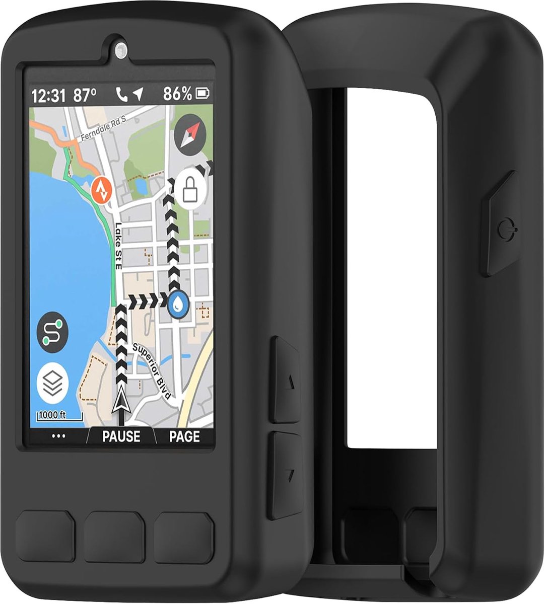 Hoes compatibel voor Wahoo ELEMNT ROAM V3 / ROAM 3, zachte siliconen hoes, all-inclusive schokbestendige bescherming, zwart
