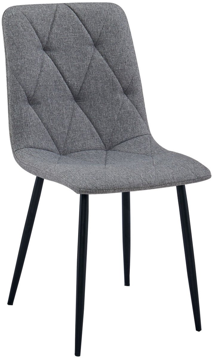 Eetkamerstoel LIBRA - Donkergrijs textiel - Zwarte metalen poten - Modern design