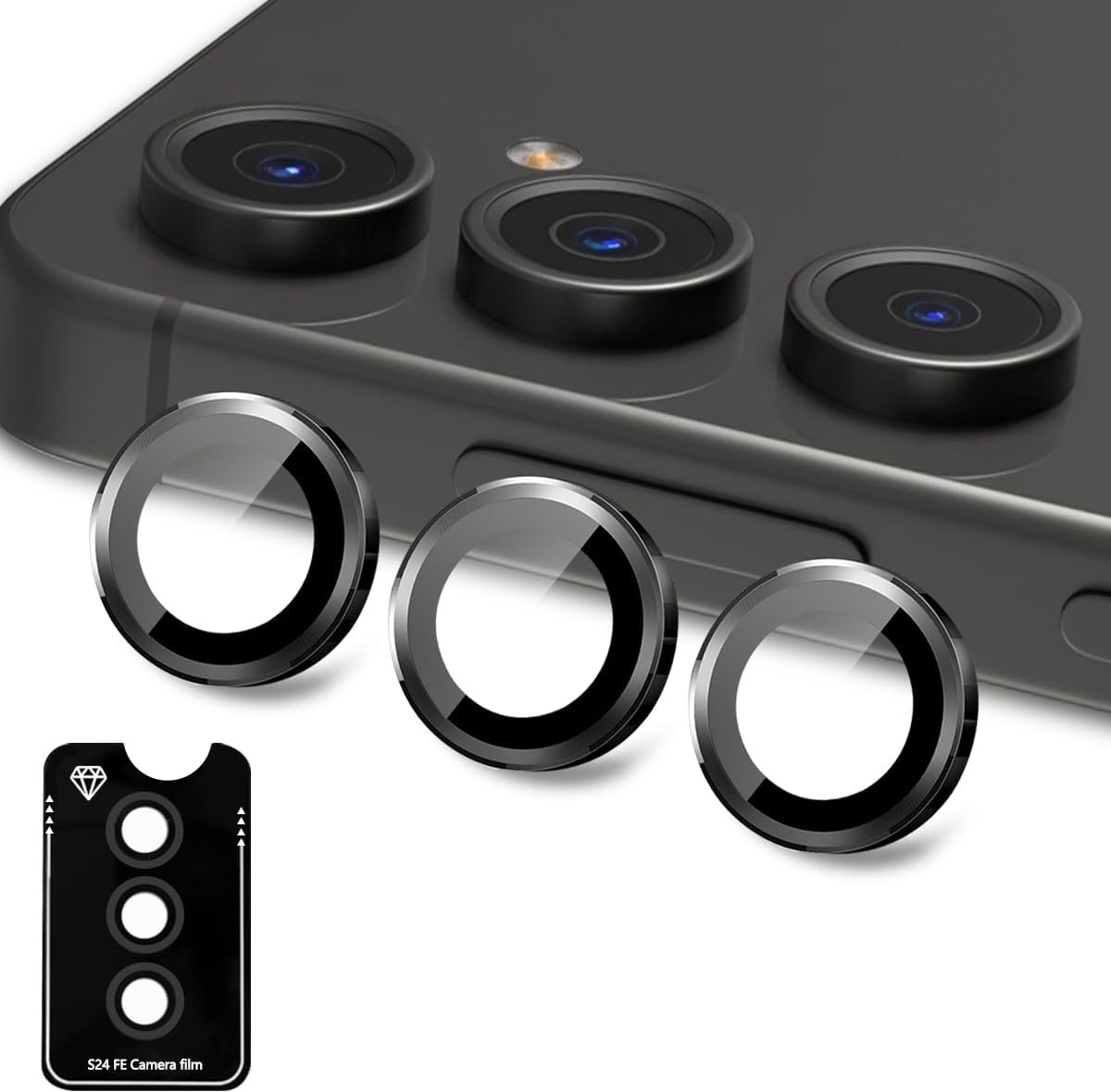 1 x camerabescherming, compatibel met Samsung Galaxy S24 FE, gehard glas, cameralenbescherming voor Galaxy Z Flip 6, krasbestendig, kleurrijk