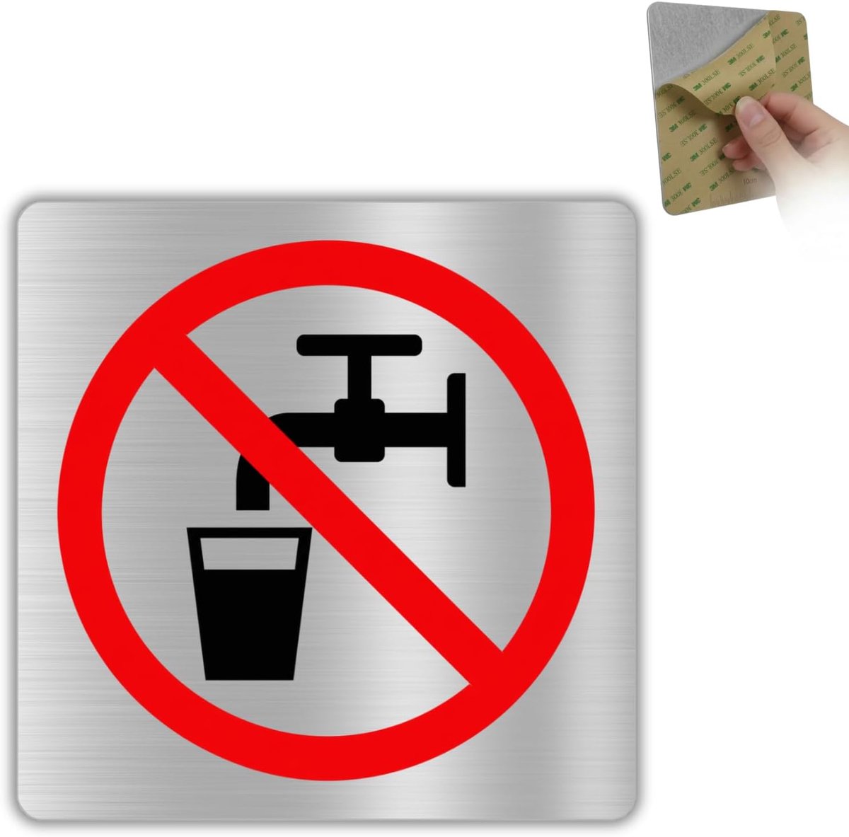 Drinkwater Bord - 10x10 cm - Aluminium - Water Niet Drinkbaar