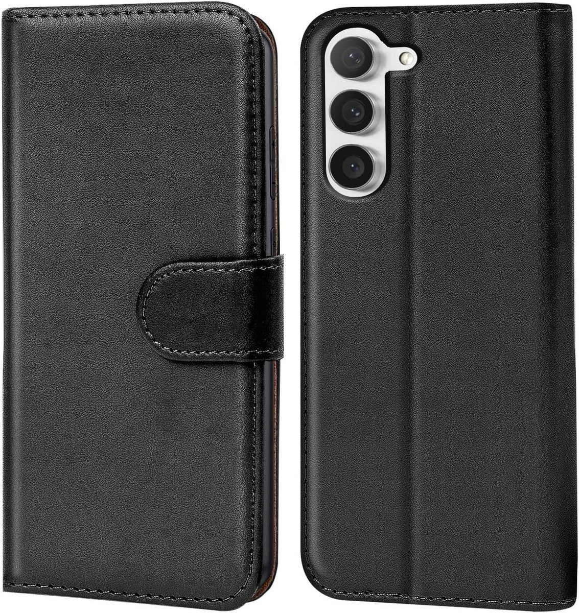 Hoes voor mobiele telefoon voor Samsung Galaxy S23, bookcase, flipcover voor Samsung S23 case, kaartenvak/standfunctie, zwart
