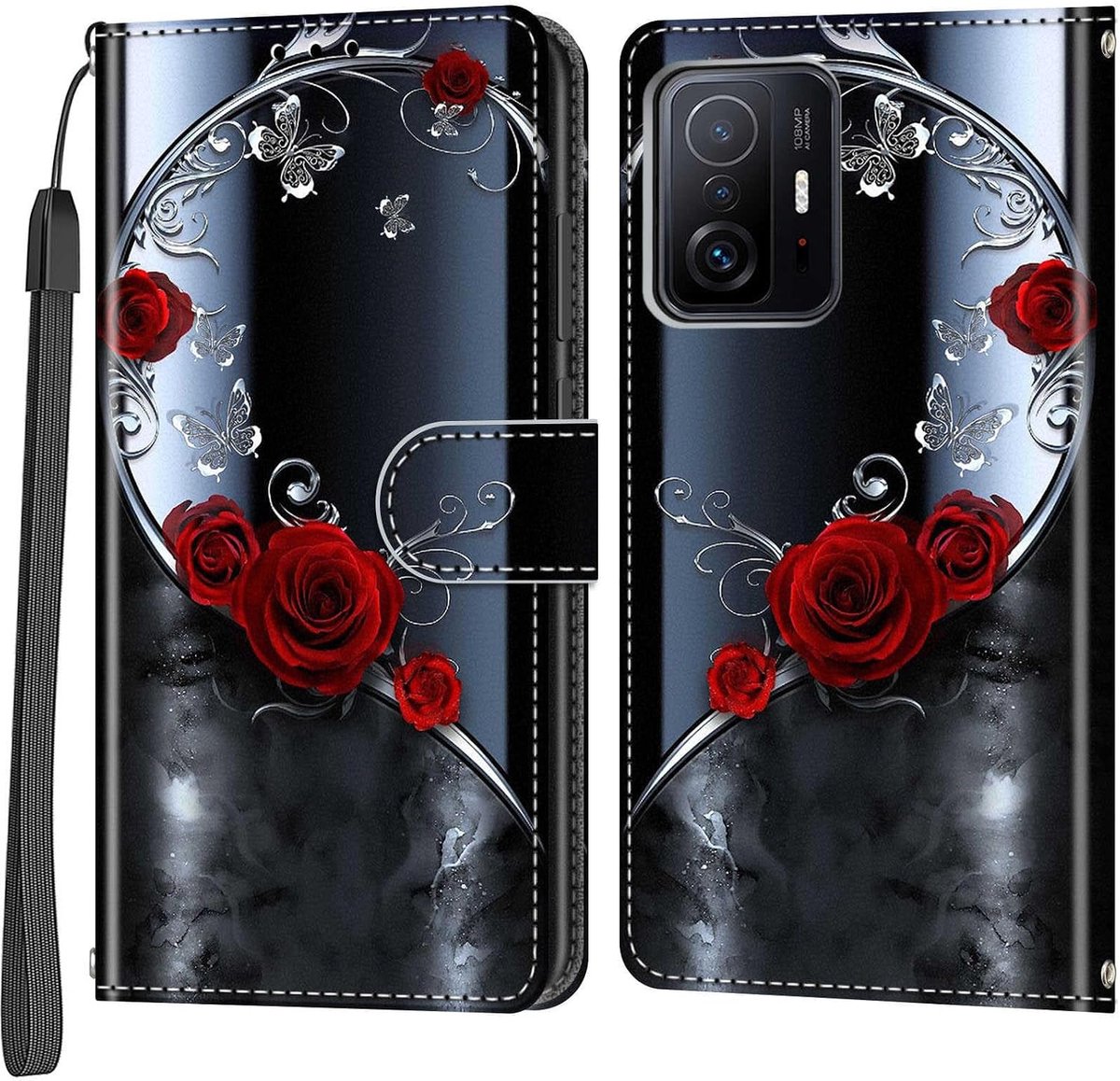 Hoesje voor Xiaomi 11T / 11T Pro, zilveren Schmetterling