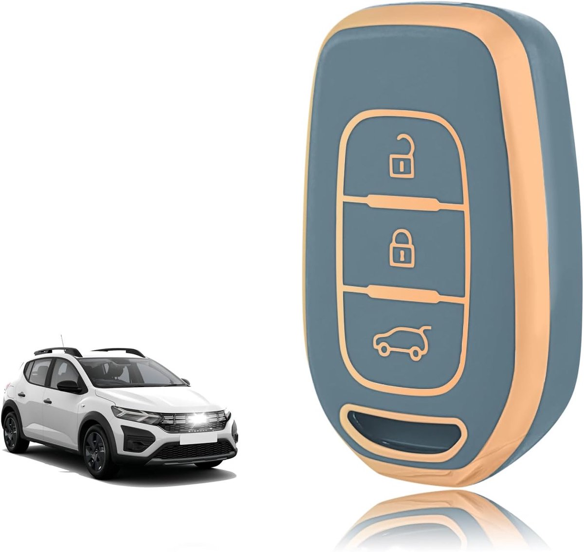 Sleutelhoes TPU, Autosleutelhoes Geschikt voor Renault Twingo Kangoo Clio Symbol Kwid Dacia Logan Sandero Stepway Duster Dokker, Sleutel Cover Bescherming Sleutelbehuizing - Smart Key