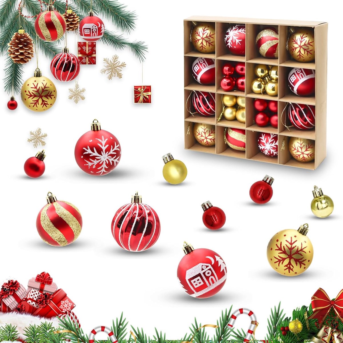 Van 44 kunststof kerstballen