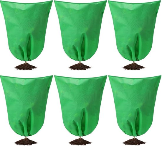 Winterbescherming voor planten, 6 stuks 60 x 80 cm Winterbescherming voor potplanten, beschermhoes voor planten als boom, palm, balkonplanten, ademende hoes voor plantenbeschermingsvlies