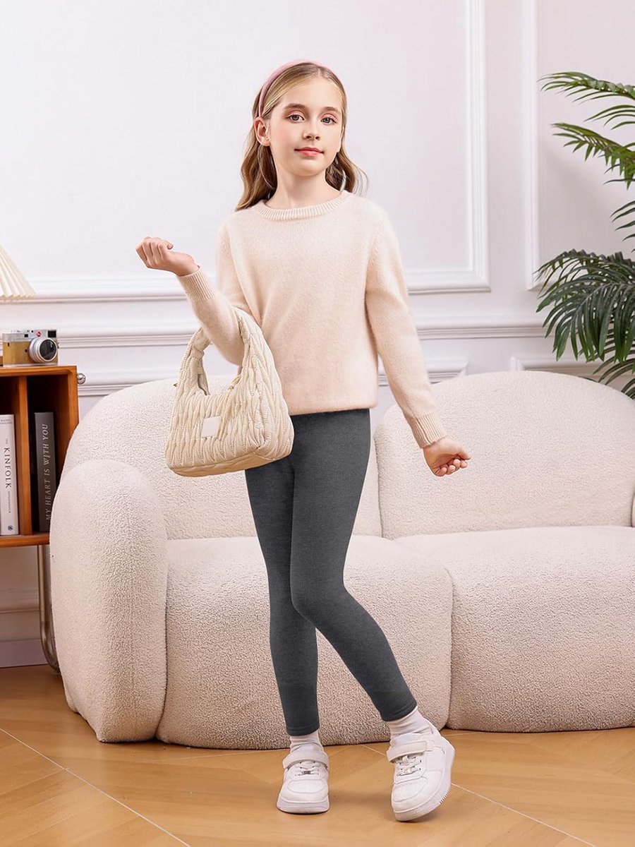 Thermolegging voor meisjes, zacht gevoerde stretch thermische broek, dikke behaaglijke warme winterlegging voor kinderen