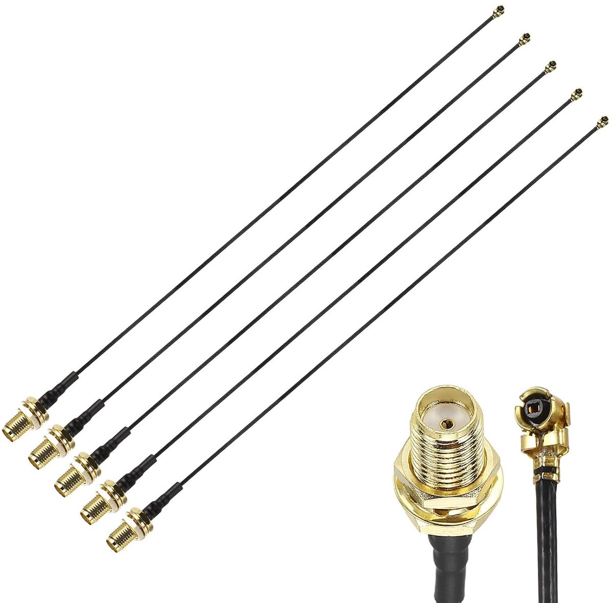 5 stuks SMA vrouwelijk naar UFL1 coaxkabel 8 inch 20 cm SMA vrouwelijk naar UFL Pigtail verlengjumper 113 mm coaxkabel met laag verlies voor wifi-router-antenne
