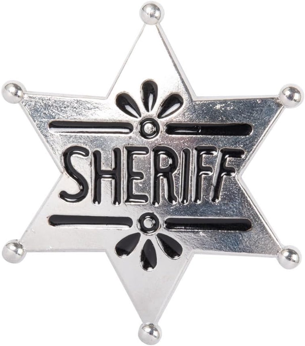 Clown - 70108 - Sheriff ster, Marshal - Cowboy kostuumaccessoires - Farwest, Western - Carnaval, Halloween, cosplay, kostuumfeesten, thema-evenementen - metaal, 5 x 5 cm