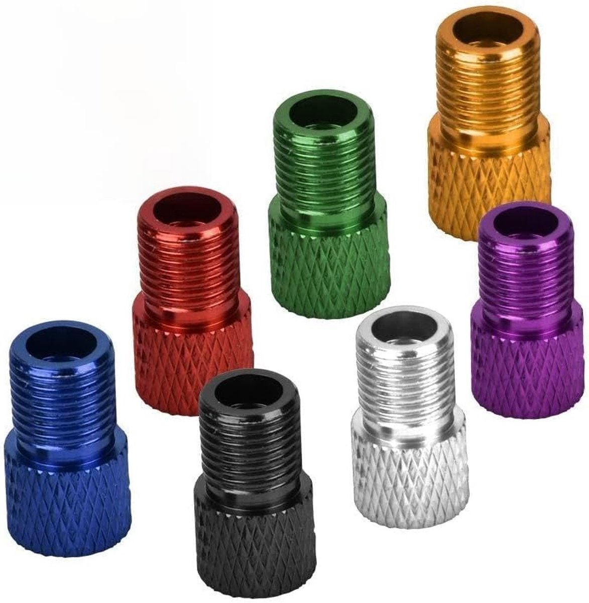 Fietsventieladapter, 7-delige fietsinflator Presta-ventiel naar Schrader-ventielenadapter voor racefiets Fixed Gear