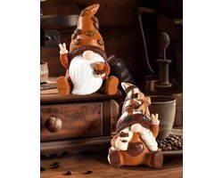 IStatue Maillard Koffiekabouters Beeldjes Set - Ideale Koffiebar Accessoires, Unieke Vintage Hars Kabouter Cadeau Koffie Thema Geschenken, Decoratieve Dienbladen Decor voor Thuis, Kantoor & Wandplank