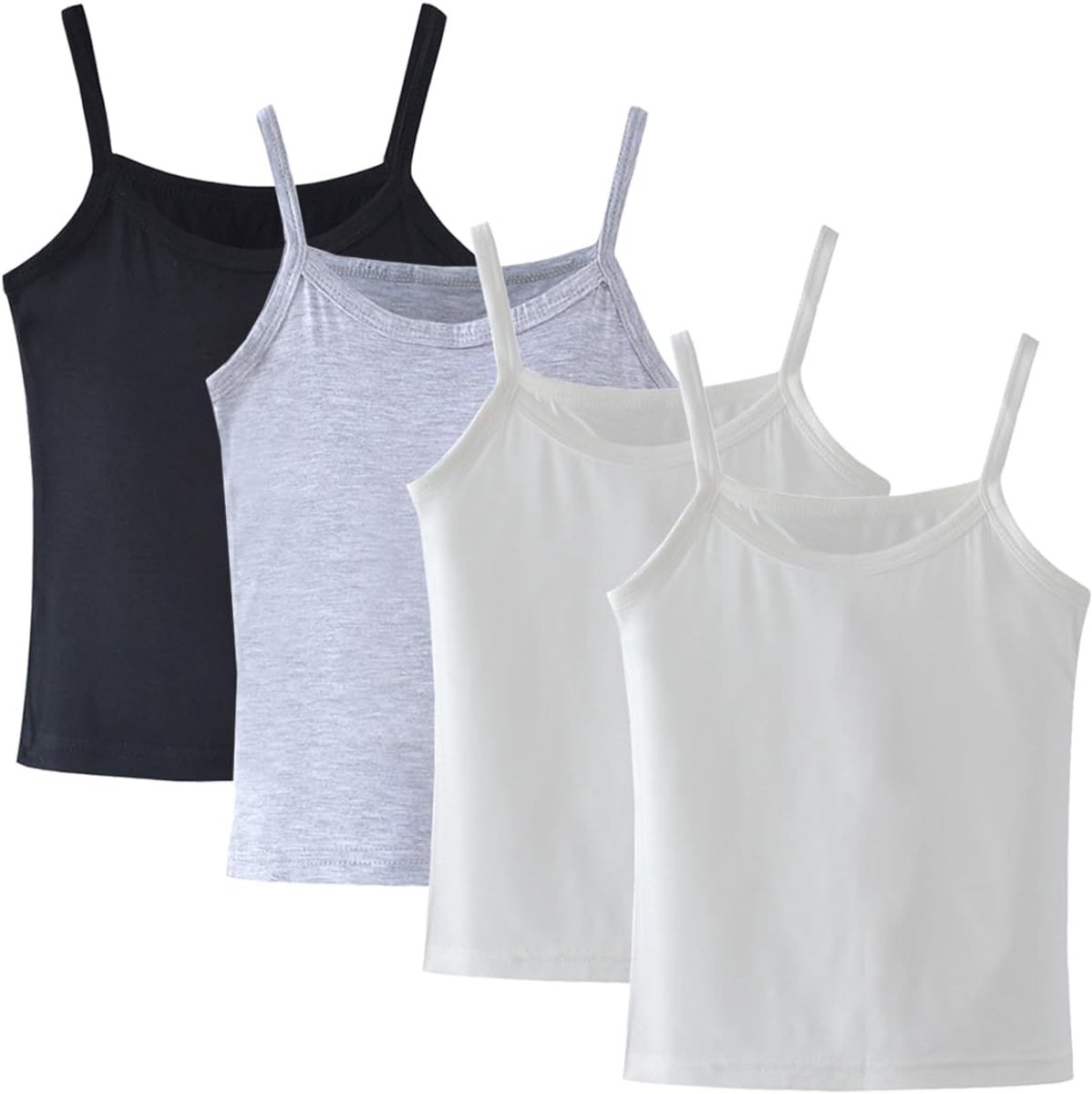 Set van 4 klassieke, solide camisole-onderhemden voor kinderen van 2-10 jaar, peutermeisjes, katoenen racerback tanktop, multipack