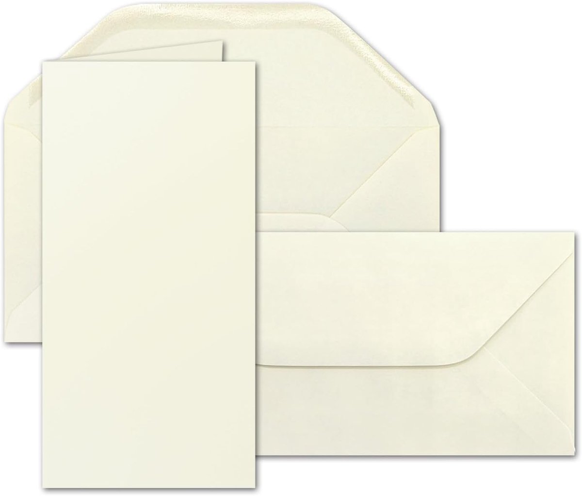 100 x vouwkaartenset inclusief enveloppen in DIN lang 11 x 22 cm in crème - blanco uitnodigingskaarten - vouwkaarten om zelf vorm te geven en te creëren