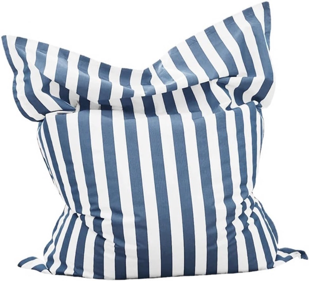 Drijvende zitzak for zwembad - comfortabele grote buiten en binnen vierkante kussenhoes zonder vulling(Dust blue-stripe)