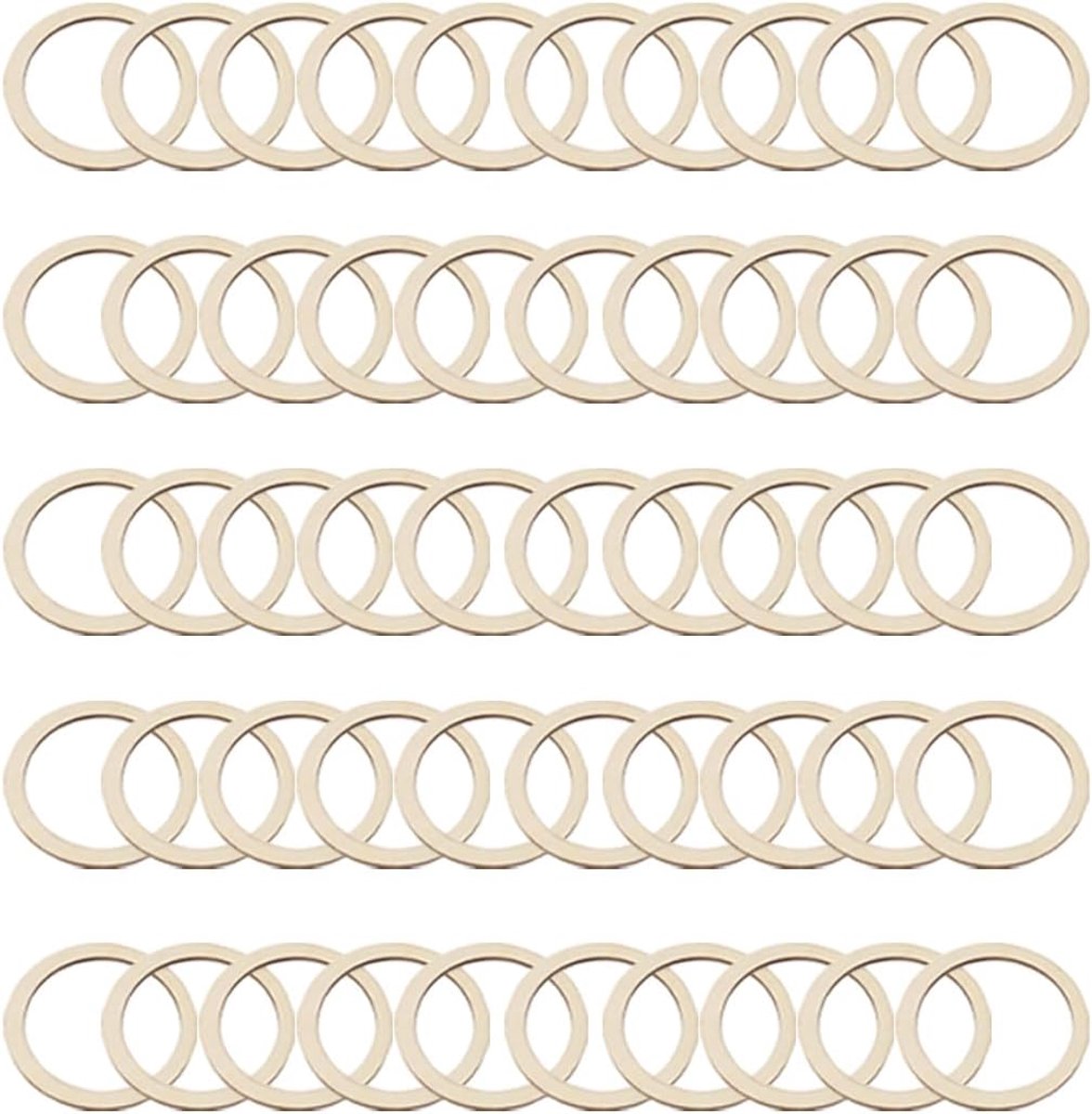50 stuks natuurlijke houten ringen, 50 mm (2 inch), houten cirkels om te knutselen, onafgewerkte gladde houten cirkels, houten sieraden, macramé, kleine ringen, baby, houten bijtringen,