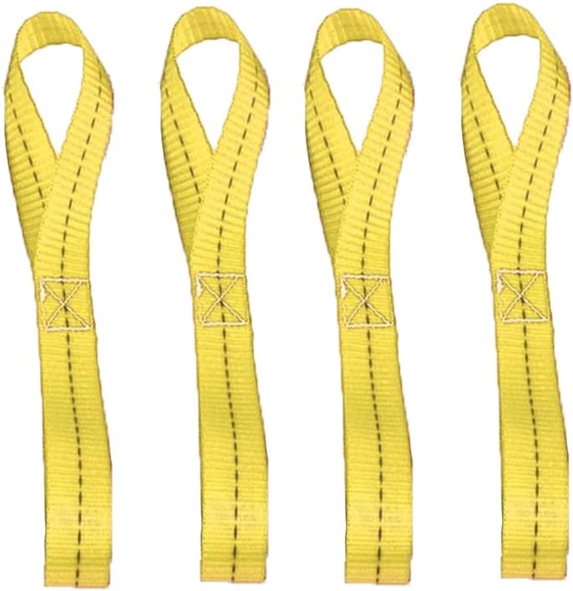 Set van 4 zachte lusbanden voor zware motorfietsen 2,5 x 40 cm nylon bagageriemen, draagvermogen 800 kg voor ATV UTV motorfietsen, scooters kamperen, klimmen, hangbevestigingen - geel