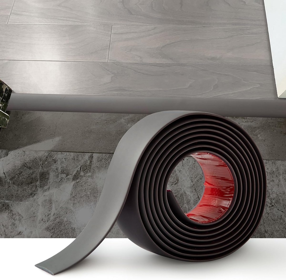 Drempel Overgangsstrip,Deur StripThreshold Bars,Zelfklevende PVC Vinyl Flooring Edge Trim,Vloer verbindende Strip,Tegel naar laminaat overgangsstrip,Donker Grijs(4cm,2M)