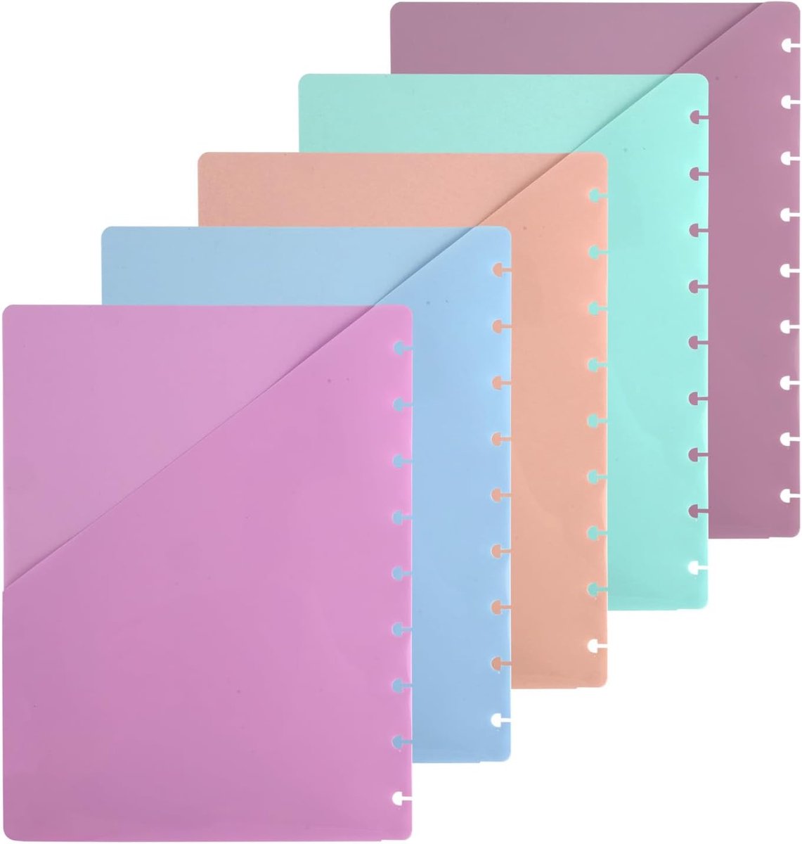 Dailygoods- Tabbladen Multicolor - 5 Stuks - Schijfgebonden - Notitieboek-Inzetstukken - Kunststof - 28,2 x 23,5 cm - Notitieboek Scheiders