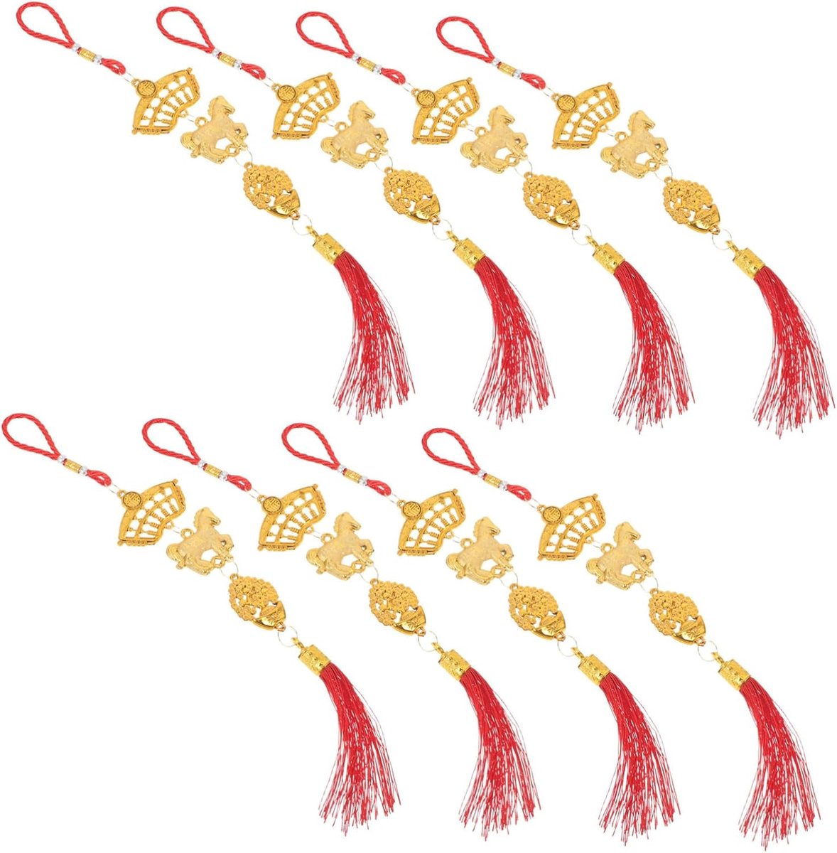 8 Stuks Delige Chinese Nieuwjaarsdecoratie met Paardenornamenten voor Buiten Feestelijke Hangdecoratie voor Bonsai Geschikt Gezellige Gelukkige