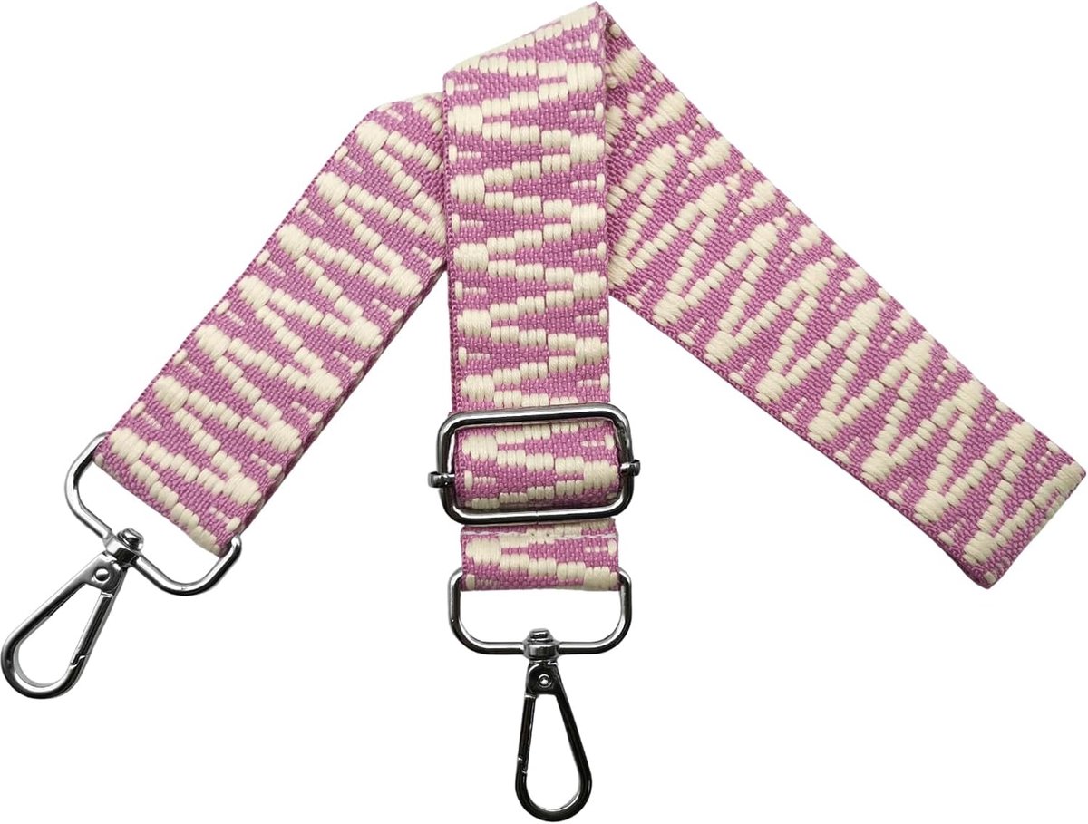 Tasriemen om te wisselen, verstelbare schouderriem voor tas, tasriem breed, 3,8 cm, met zilveren karabijnhaak, schouderriem, tasband, draagriem voor handtassen, paars, S42