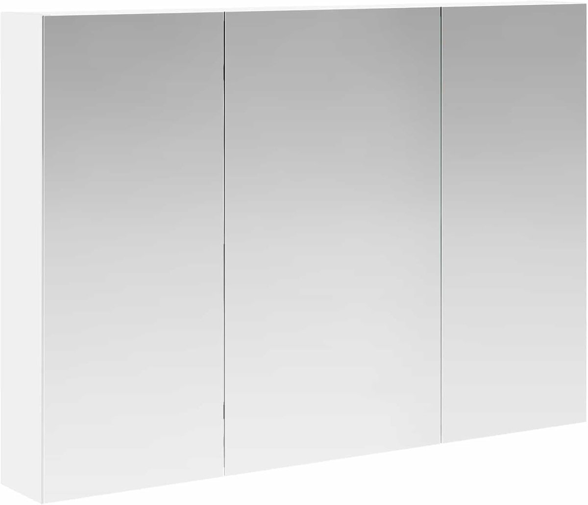 Badkamer spiegelkast wit 100 x 14,5 x 70 cm houtmateriaal, spiegelkast badkamer wandspiegelkast voor familie badkamer kleedruimte 889119