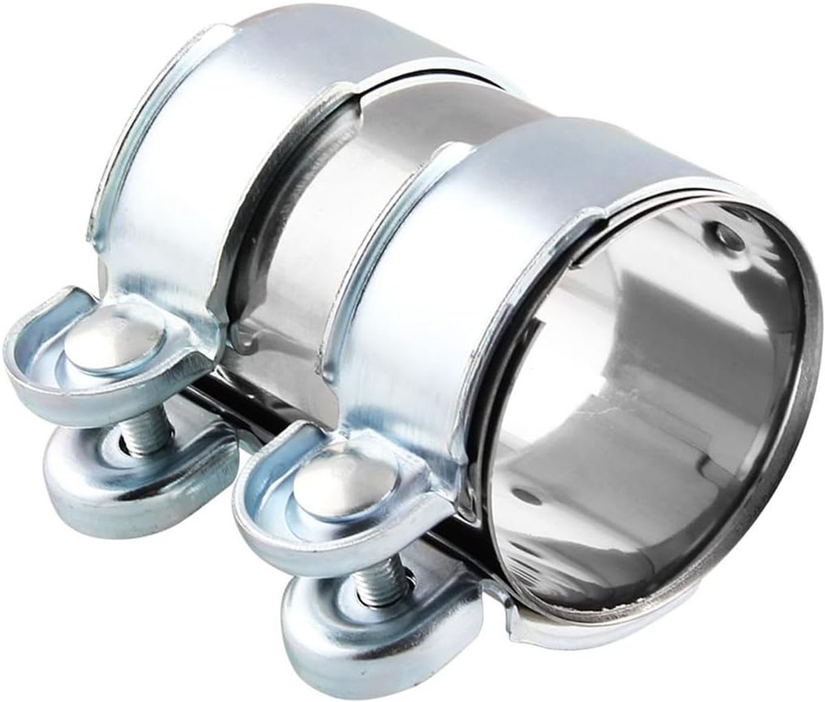 Dailygoods- Uitlaatklem Diameter 51 Mm - Dubbele Klem - Universele Klem - RVS Klem - Reparatieklem - Eenvoudig te installeren - Uitlaatklemmen