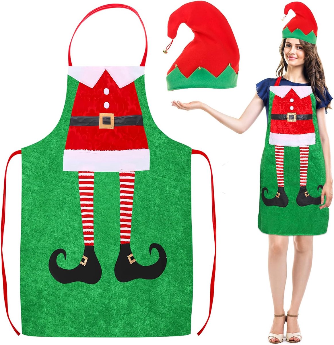 Schorten, kerstschort keuken met kerstman, grappige kerstschort voor kerstfeest, keuken, kostuum, familie, diner, koken, BBQ
