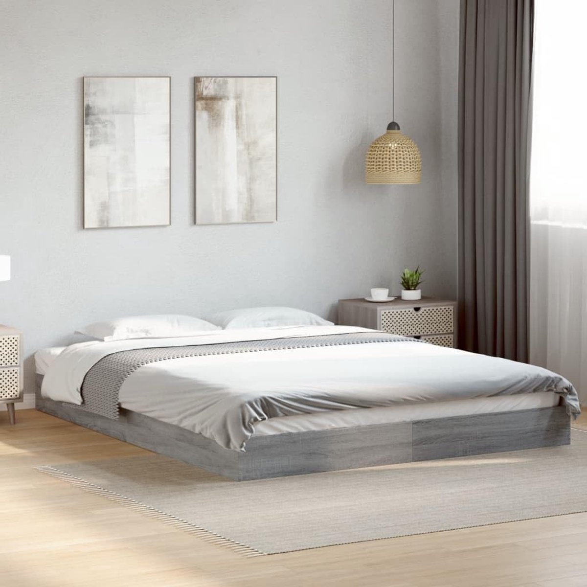 Hout lattenbodem modern grijs sonoma 160x200 cm