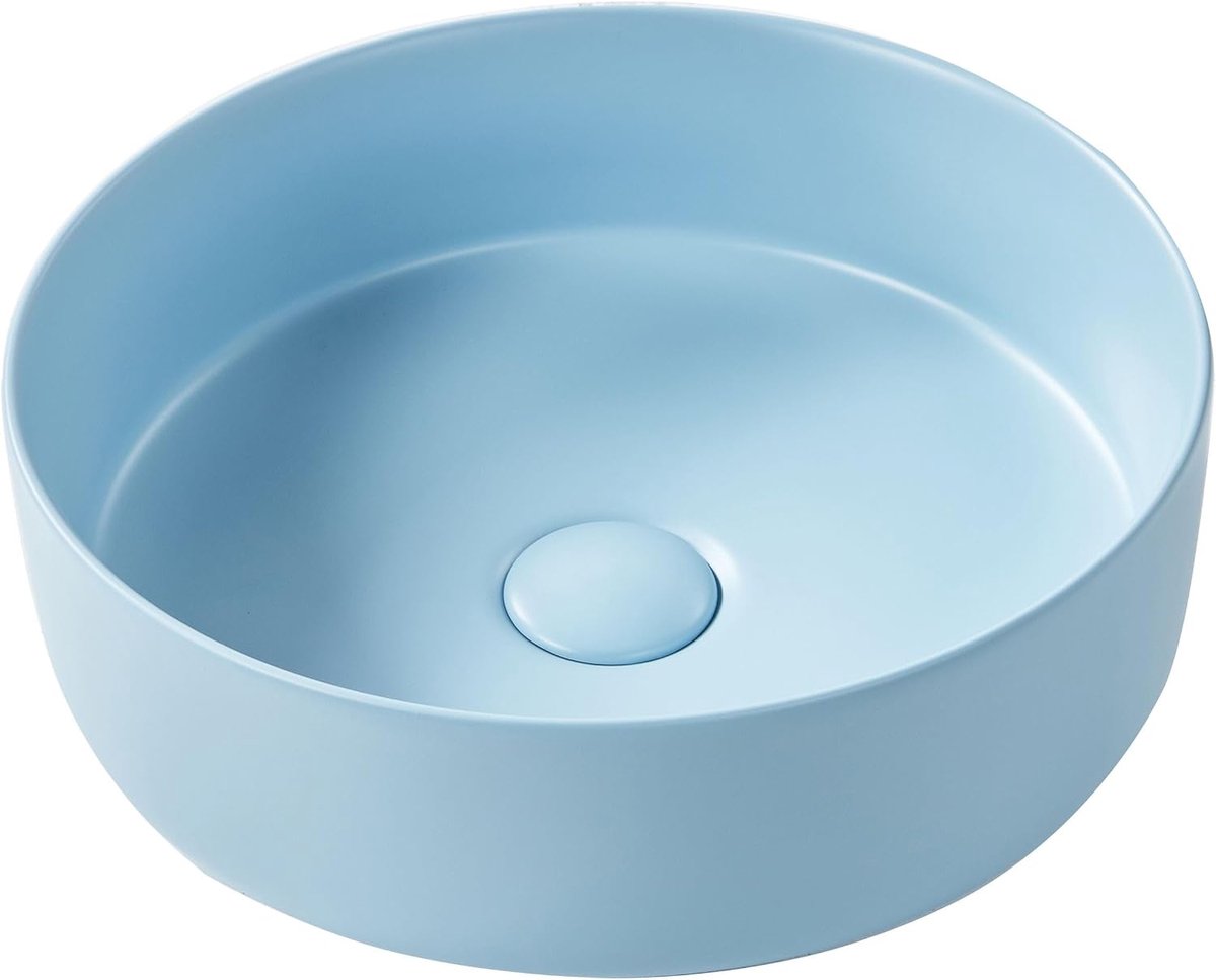 Wastafel rond keramiek waskom ⌀ 37 cm blauw Gudar