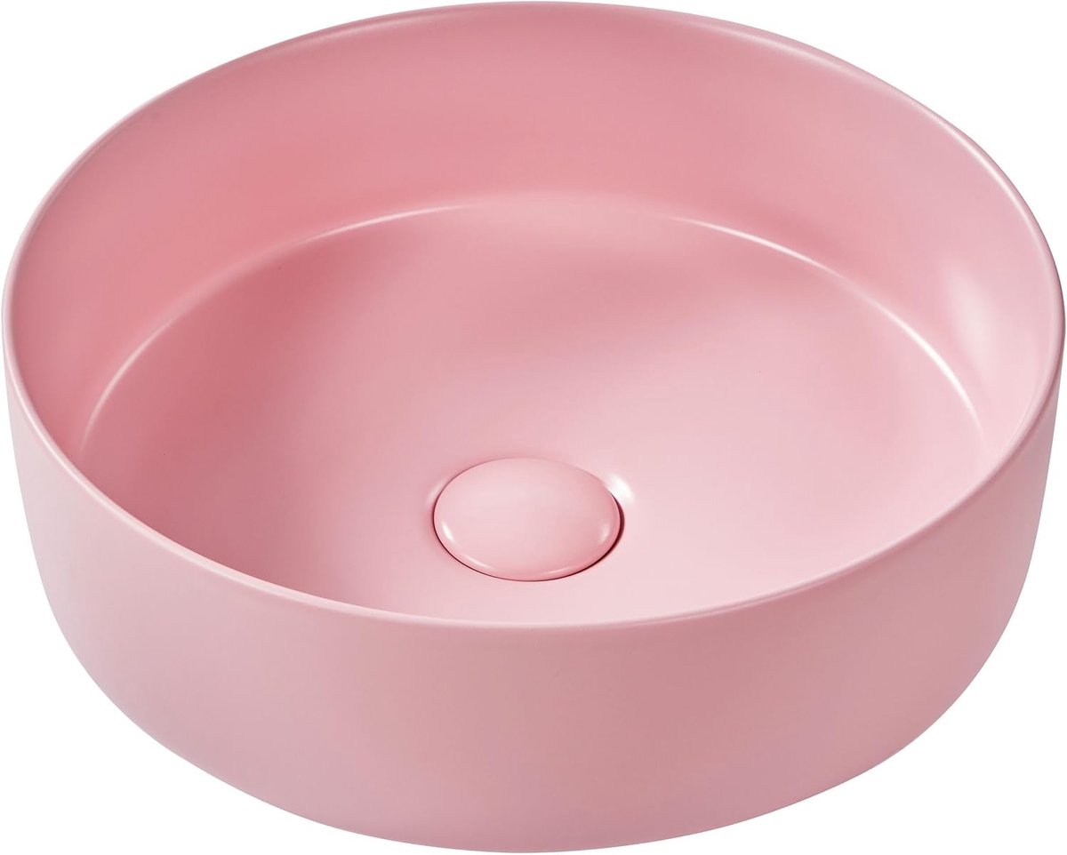 Wastafel rond keramiek waskom ⌀ 37 cm roze Gudar