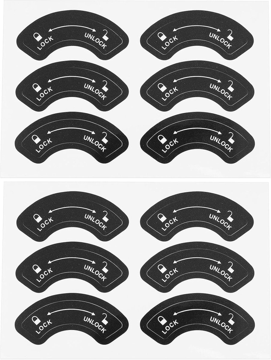 Dailygoods- Deurslot Sticker 12 Stuks - Lock/Unlock Richting - 4,5x1,7 cm - Waterdicht - Krasbestendig - Duurzaam Vinylmateriaal - Deurslot Aanduiding