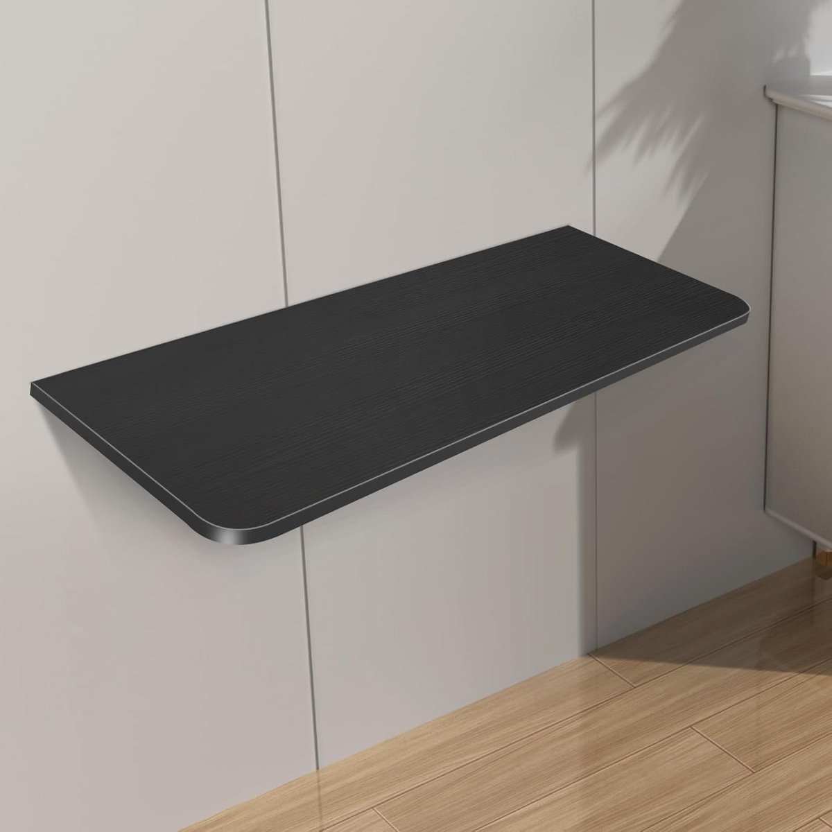 Computerbureau van massief hout, met wc-bril, keukentafel voor eetkamer, balkon, kleine schrijftafel, 80 x 50 x 1,6 cm, zwart