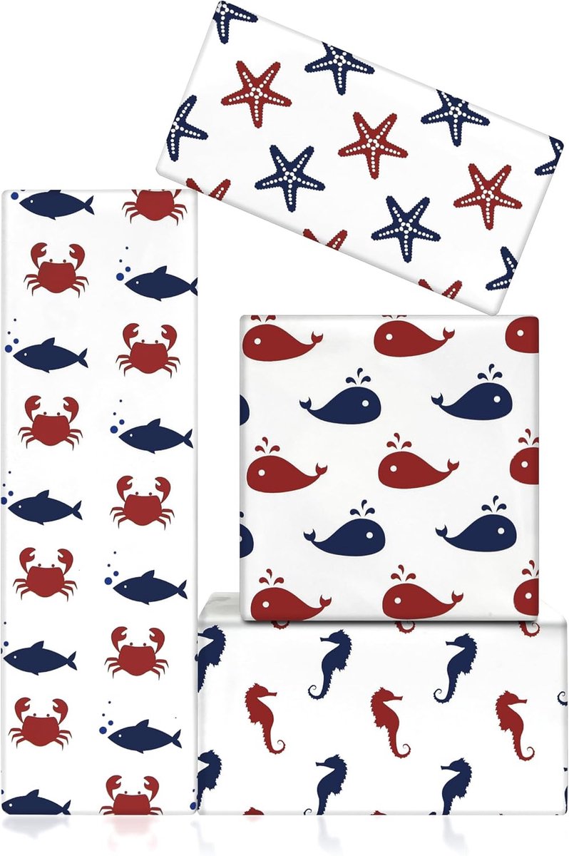 Dailygoods- Inpakpapier Oceaan Thema - Verjaardagscadeau - 8 Vellen - 51 x 74 cm - Zee-inpakpapier - Creatief Ontwerp - Blijvende Indruk - Cadeaupapie
