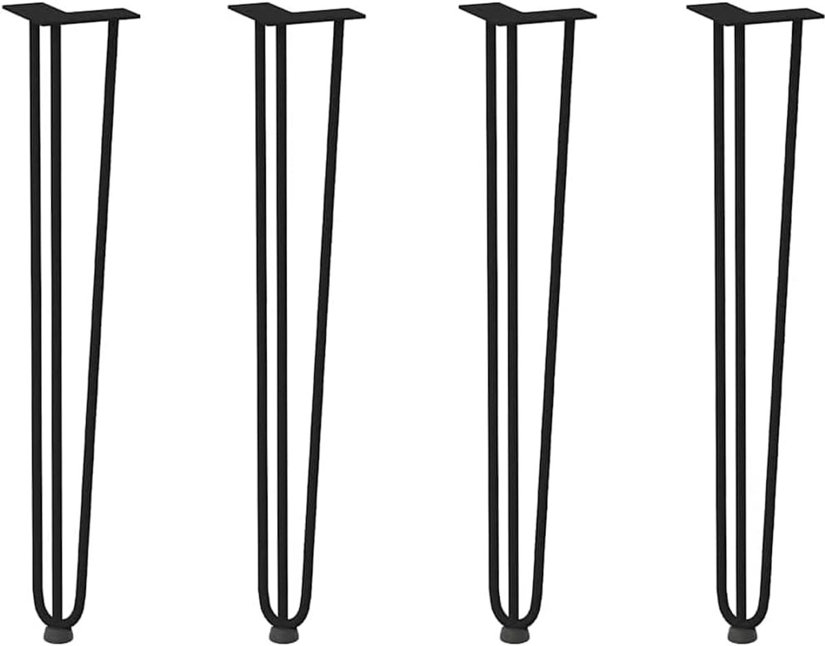 Poten 4 STK. Zwart 72 cm voor consoletafels, massief staal gepoedercoat met verstelbare voetnivellers en voorgeboorde gaten
