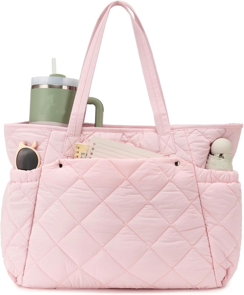 Puffy Handtas voor dames, gewatteerde shoppertas voor dames, laptopvak van 16 inch, grote capaciteit, schoudertas, lichte buffertas voor werk, school, reizen