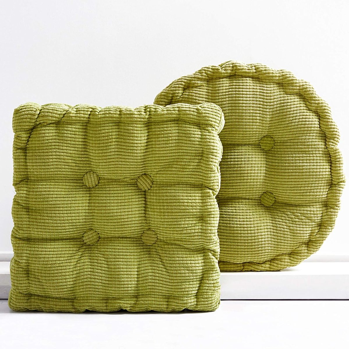 Bureau/Zitkussens/Pluche/Stoel Pad/Corduroy Mat Relax Taille Rugleuning/Zitkussen/Winter Warme Stoel Mat voor Thuiskantoor-Groen. Vierkant-45x45x8cm (18x18x3inch)