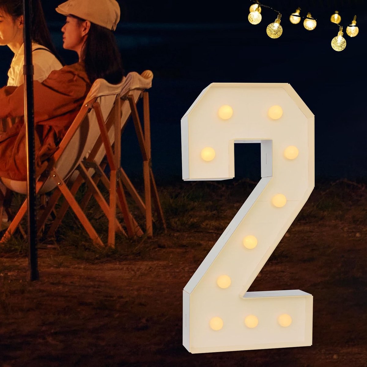 Cijferlamp Nummer Verlichte Cijfers 0 1 2 3 4 5 6 7 8 9 - Warmwitte Lichten, 10 LEDs, Huwelijksdecoratie voor Verjaardag, Feest, Bruiloft, Vakantie, Huis & Bar, groot, 100cm (2)