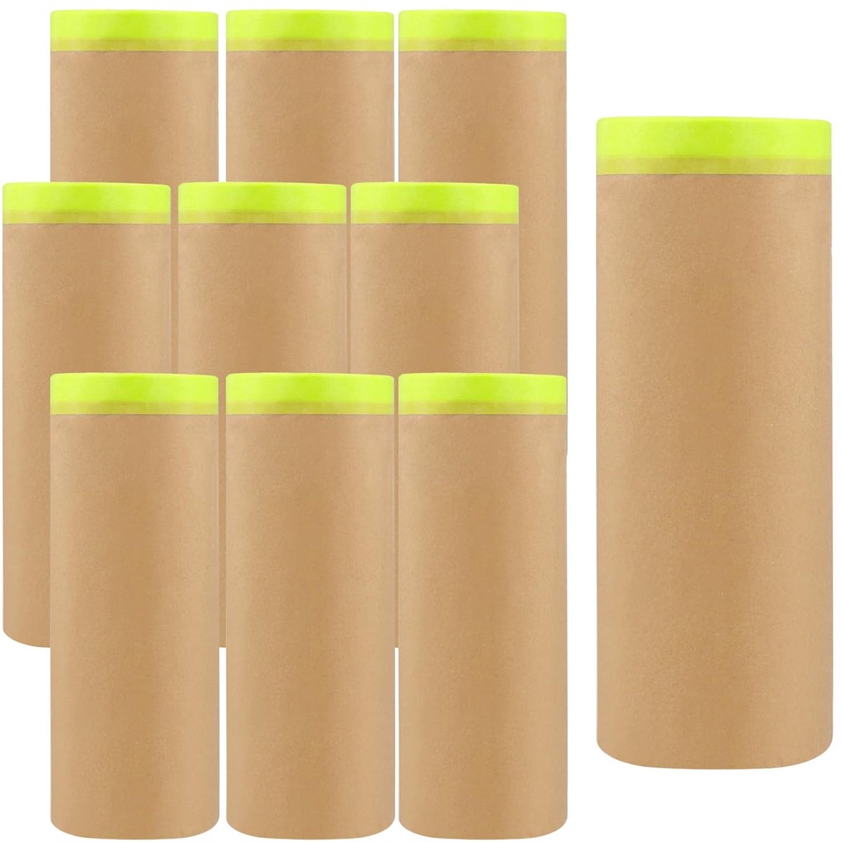10 rollen afdekfolie met plakband, 30 cm x 15 m, zelfklevende schilderfolie voor renovatie, lakken en handwerk, stofbescherming en oppervlaktebescherming