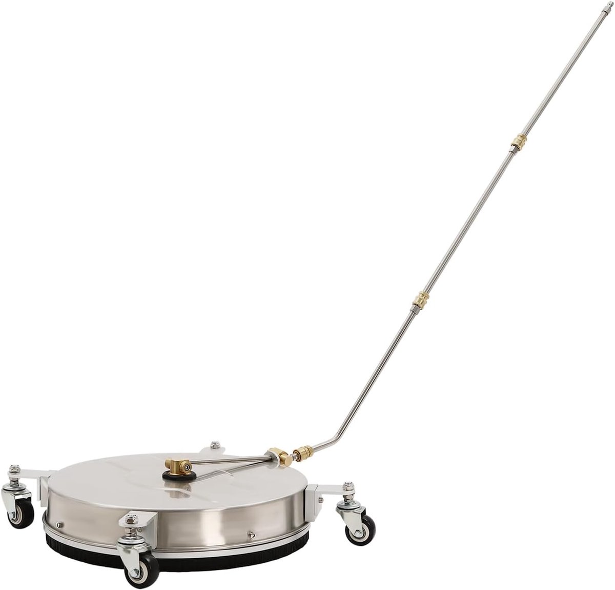 Oppervlaktereiniger voor auto en terras, 4000 psi/4 GPM, slijtvaste roestvrijstalen koperen constructie, met telescoopstang (86 cm) en 4 wielen