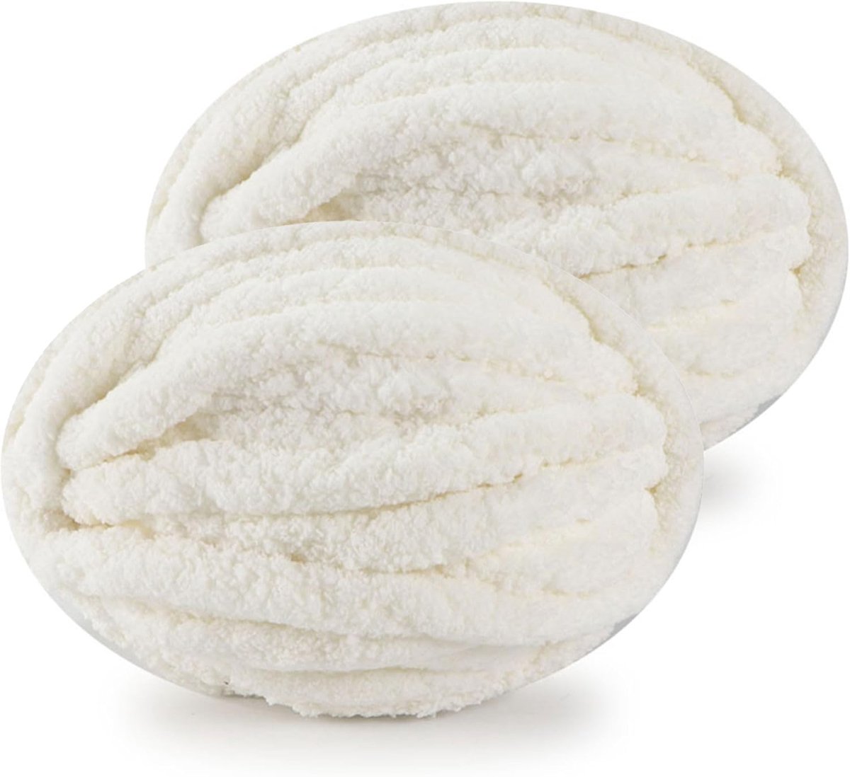 Chunky Yarn for Hand Knitting, Tick Wool Plush Yarn 2 Stuks Totaal 500 g (Melkwit)