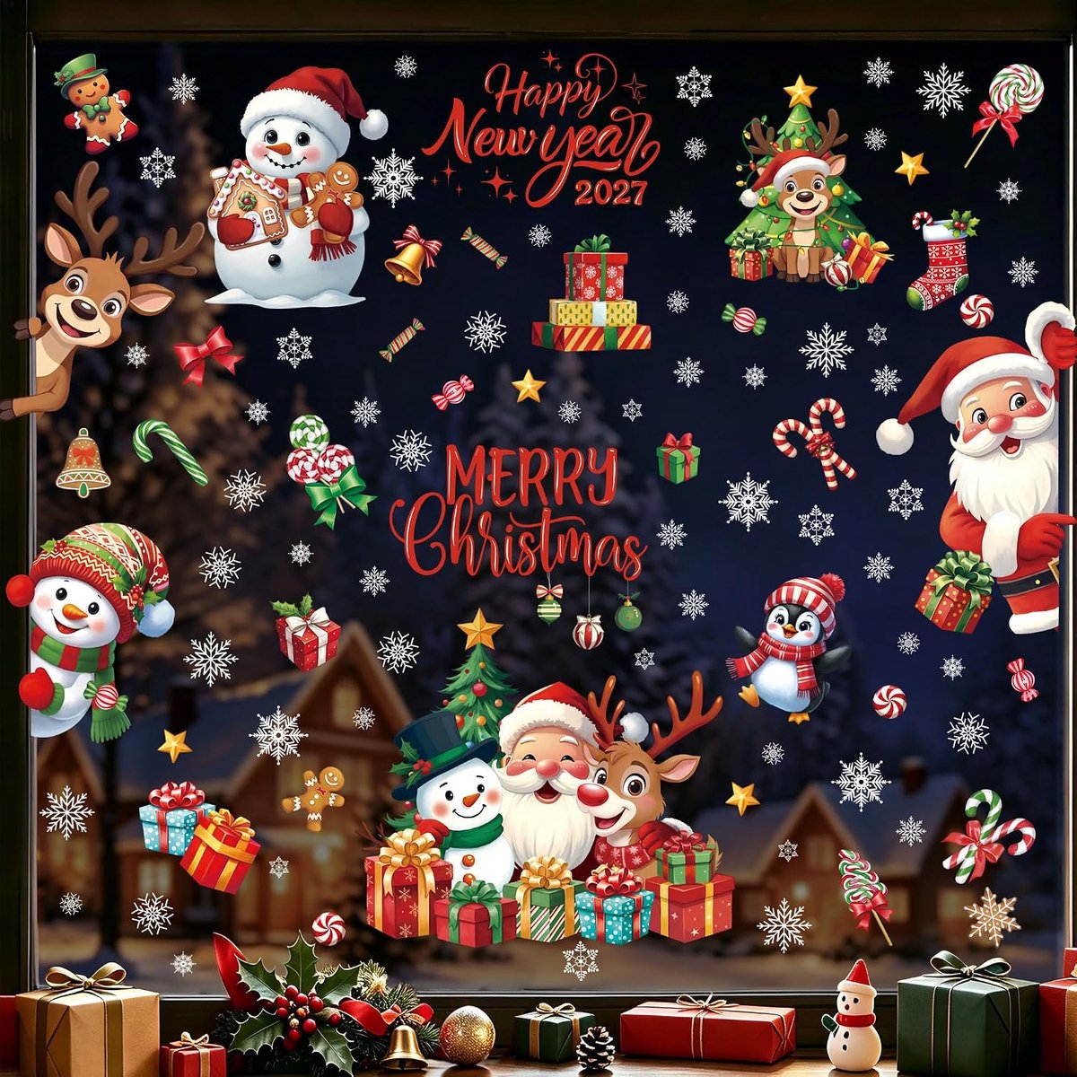 Raamstickers Klampt Xmas Decoraties Decals Geschenken