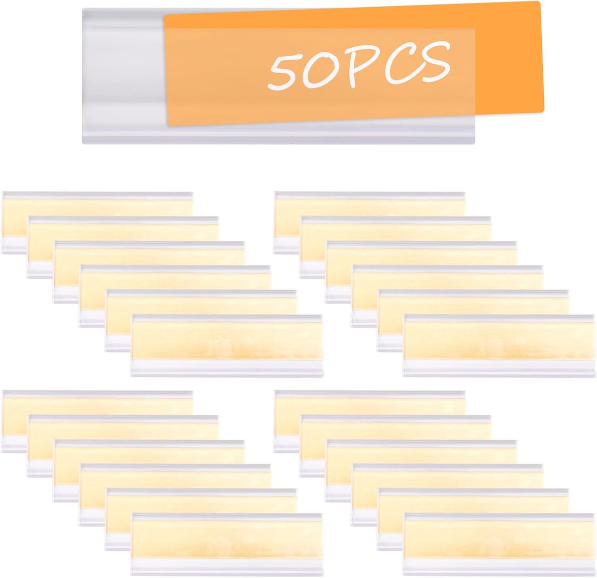 Dailygoods- Labelhouders 50 Stuks - Zelfklevend - Transparant - PVC - Waterdicht - Stofdicht - 7.5x2.5cm - Etikethouders