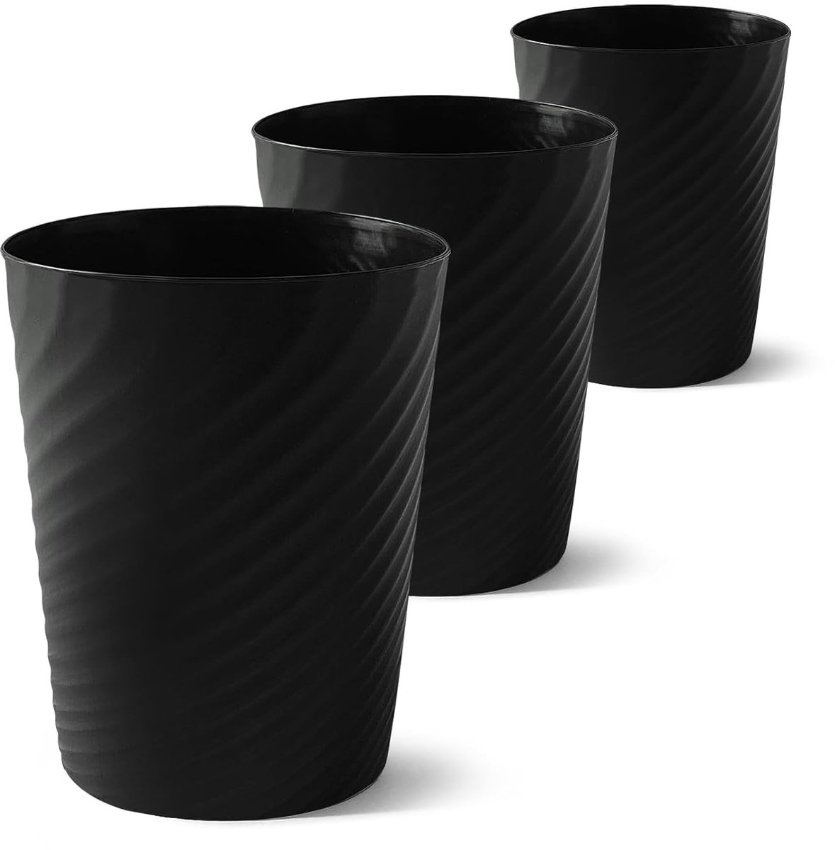 Dailygoods- Prullenbak 3 delig - Prullenbak zonder deksel - Prullenbak rond - Afvalbak voor keuken - Afvalbak voor slaapkamer - Lichtgewicht kunststof