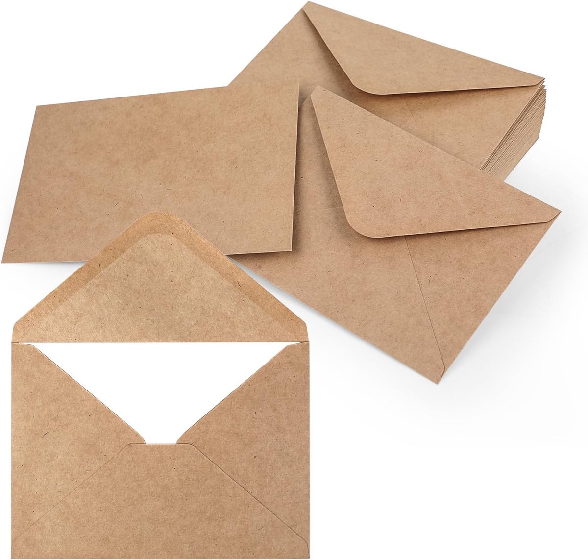 Enveloppen, 50 stuks, vintage enveloppen met natte collage, kraftpapier, geschikt voor wenskaarten, uitnodigingen en verjaardagskaarten, DIN B6-184 x 133 mm, natuurbruin