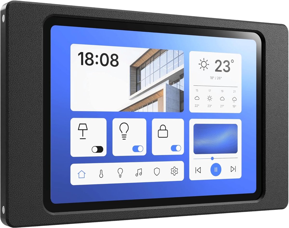 Wandhouder voor iPad 5/6 Generatie en Air 1 (9,7 inch) - Perfect Passend & Plat Frame voor Smart Home Display & Dashboard - Vaste Montage met Kabeldoorvoer - Zwart
