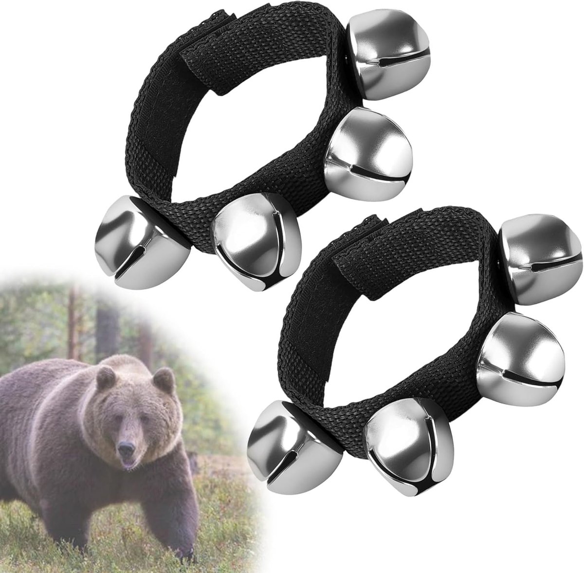 Dailygoods- Berenklok - 2 Stuks - Draagbaar Veiligheidsproduct - Compact en Lichtgewicht - 8 Bellen - Klittenbandsluiting - Ideaal voor Wandelen en Ka