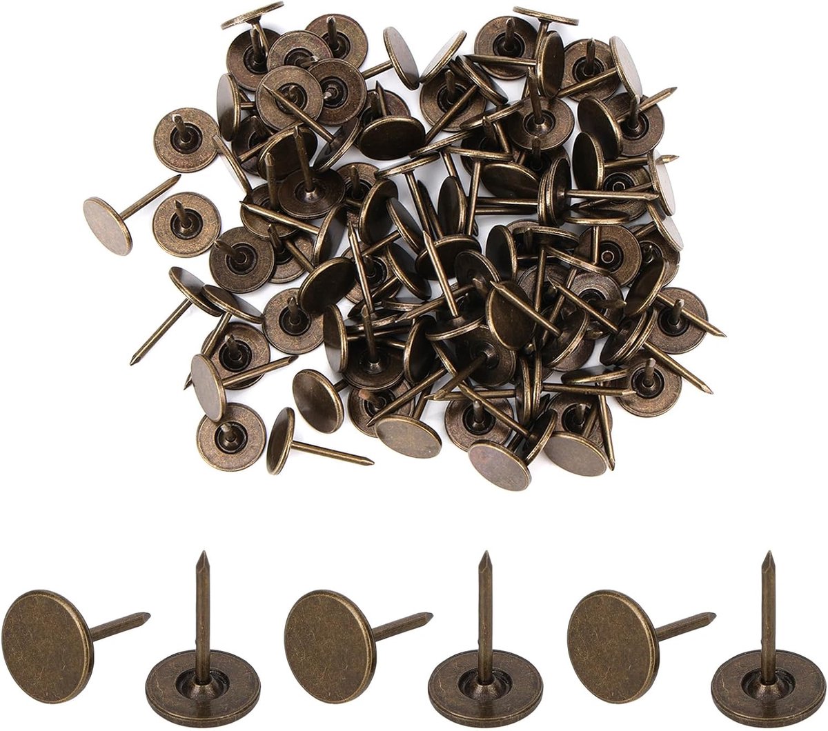 Dailygoods- Duimspijkers 200st Zware - Platte Pinnen - Decoratieve Spijkers - Stoffeernagels - Muur Ophangen - Duurzaam Ijzer 17x11mm - Prikspijkers