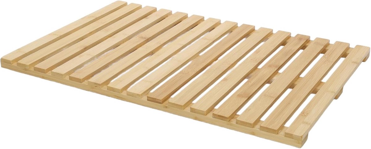 Badmat van bamboe SANNO, antislip badkamermat, douchemat, 60 x 40 cm, voor badkamer en douche