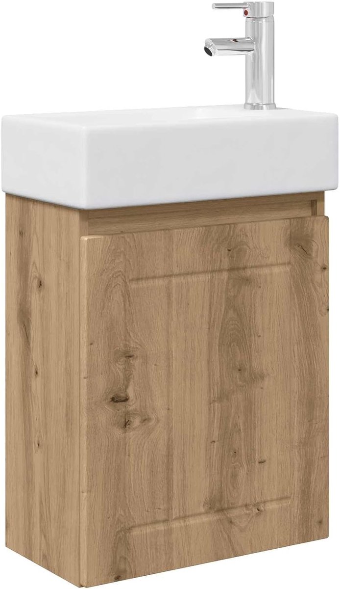 Wastafelonderkast set badkamer met kraan, Artisan eiken 889500